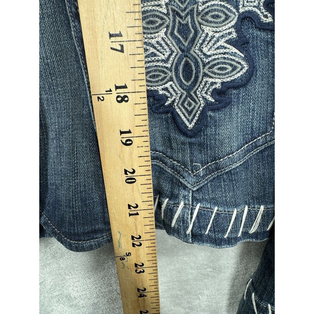 Cache Y2K Jean Jacket Women's Size 2 Blue Denim Embroidered - Picture 5 of 10